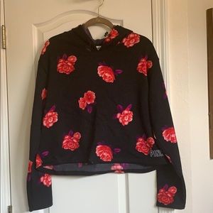 PINK Black Floral Print Hoodie